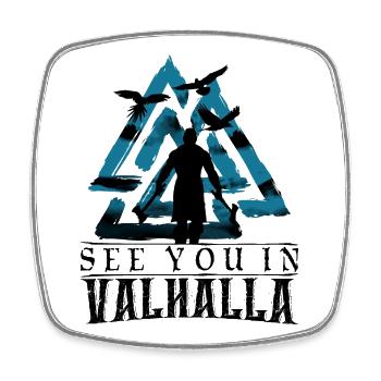 See You In Valhalla Wikinger Valknut Raben - Viereckiger Kühlschrankmagnet - Weiß - Vorne