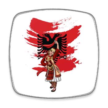 Albanian Flag "Albanian Nuse" - Square fridge magnet - white - Front