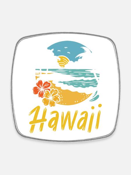 Été de surf à Hawaï - Magnet carré - blanc