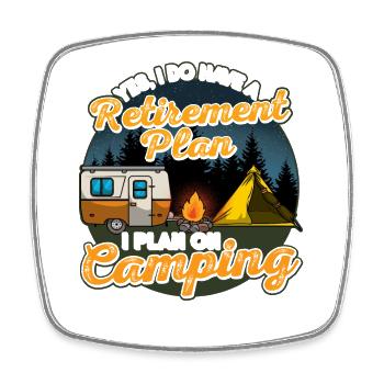 Camping Camping-car pour retraités - Magnet carré - blanc - Devant