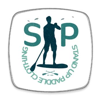 Stand Up Paddle – Clothing Logo - Viereckiger Kühlschrankmagnet - Weiß - Vorne
