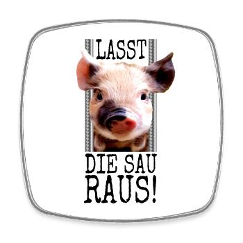 Lasst Die Sau Raus Tierfreund Gegen Tierquälerei - Viereckiger Kühlschrankmagnet - Weiß - Vorne
