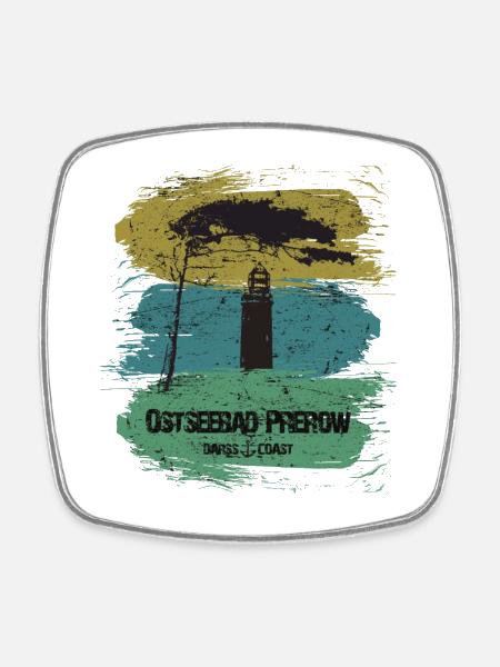 Prerow Ostsee - DarssCoast - Halbinsel Darss - Viereckiger Kühlschrankmagnet - Weiß