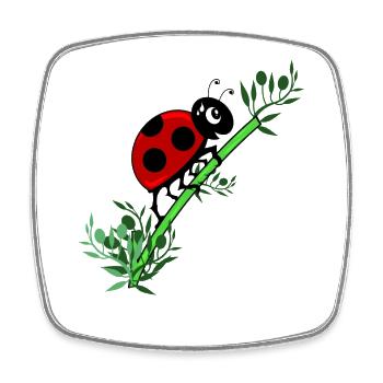 Ladybug botany - Square fridge magnet - white - Front