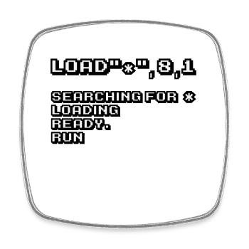 Retro Computing and 8-Bit Nostalgia - Square fridge magnet - white - Front