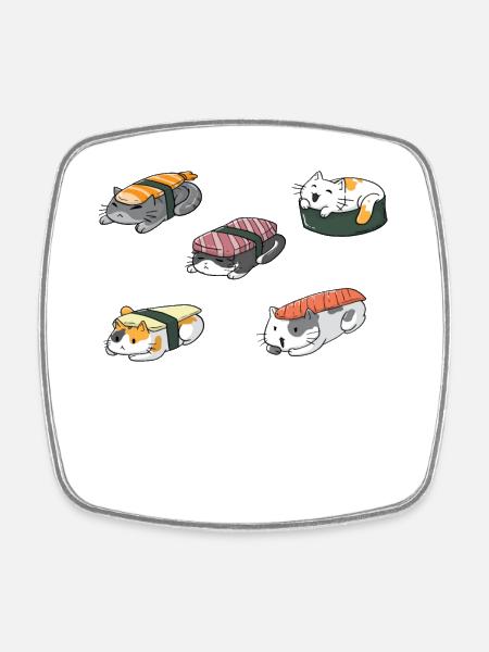 Sushi cats anime kawaii - Square fridge magnet - white