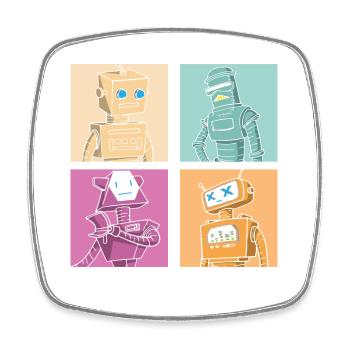 Robot Robotics Engineer - Square fridge magnet - white - Front