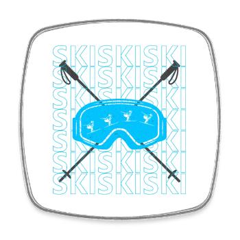 Ski ski goggles skiing - Square fridge magnet - white - Front