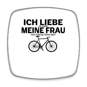 Fahrradfahrer ich liebe meine Frau - Viereckiger Kühlschrankmagnet - Weiß - Vorne
