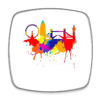 London Skyline Bunte Farben Malerei Liebe England - Viereckiger Kühlschrankmagnet - Weiß - Vorne