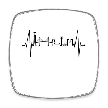Lisbonne Skyline Heartbeat Portugal Love Lisboa - Magnet carré - blanc - Devant