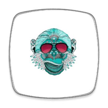 monkey mandala tattoo india dj rap cool music label - Square fridge magnet - white - Front
