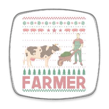 Farmer Farmer Cow Christmas - Square fridge magnet - white - Front