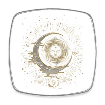 The sun and the moon with stars - Square fridge magnet - white - Front