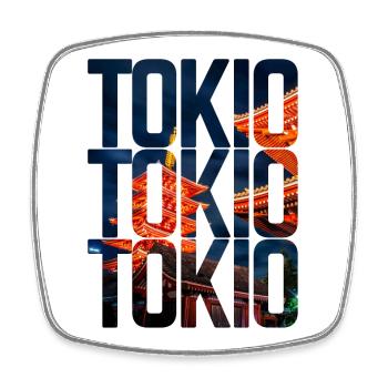 Tokio - Viereckiger Kühlschrankmagnet - Weiß - Vorne