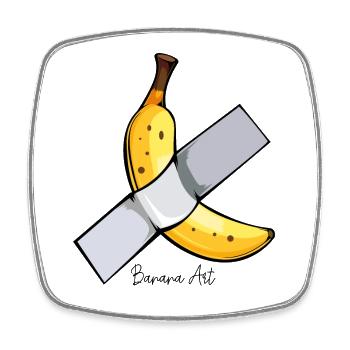 Banana with bandage cross - Square fridge magnet - white - Front