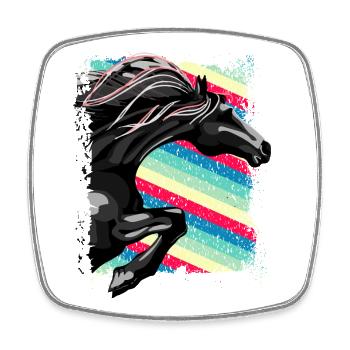 Équitation - cavalier - école d'équitation - cheval - jument cheval - Magnet carré - blanc - Devant
