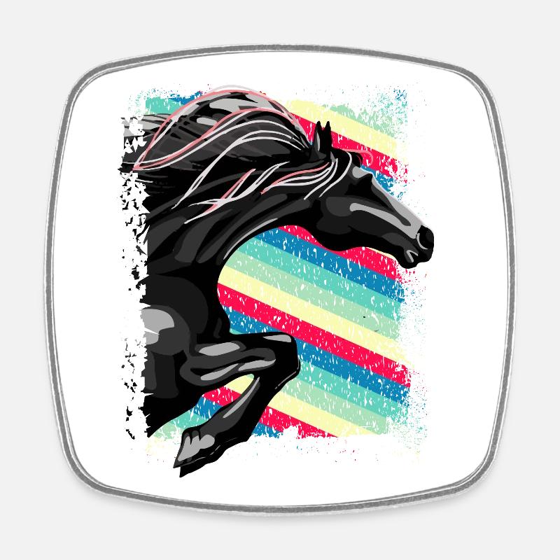 Équitation - cavalier - école d'équitation - cheval - jument cheval - Magnet carré - blanc