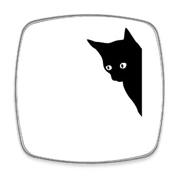 Playful cat motif in black and white style - Square fridge magnet - white - Front