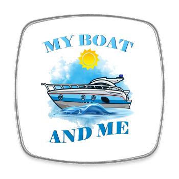 Mein Boot Und Ich - Viereckiger Kühlschrankmagnet - Weiß - Vorne