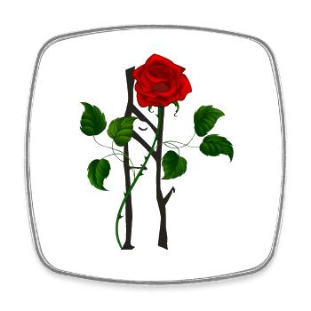 Des tentacules de rose sur la grille du forgeron - Magnet carré - blanc - Devant