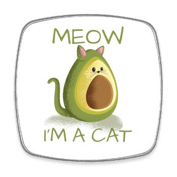 Cat cats motif Meow in a cat avocado vegan - Square fridge magnet - white - Front