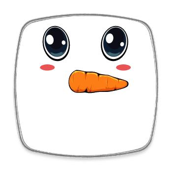 Cute snowman face with Merry Christmas - Square fridge magnet - white - Front
