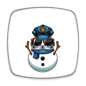Captain Frost Snowman Police Christmas - Square fridge magnet - white - Front