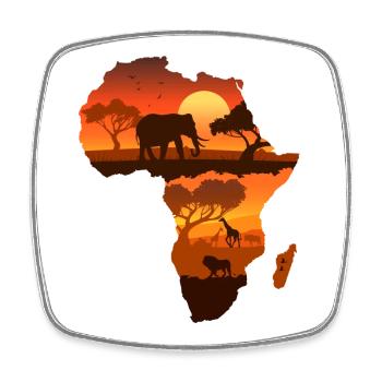 African Safari Map - Square fridge magnet - white - Front