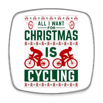 Tout ce que je veux pour Noël, c’est faire du vélo - Magnet carré - blanc - Devant
