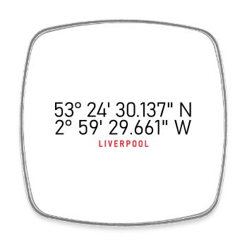 Liverpool Koordinaten - Viereckiger Kühlschrankmagnet - Weiß - Vorne