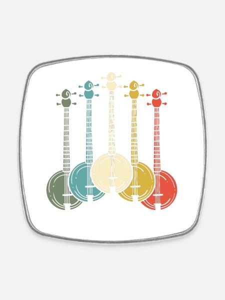 Joueur de banjo - Magnet carré - blanc