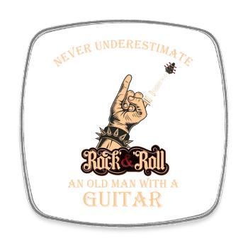 Never underestimate an old man with a Guitar - Square fridge magnet - white - Front