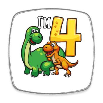 Dinosaure de 4ème anniversaire 4 ans - Magnet carré - blanc - Devant