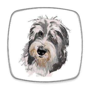 Bearded Collie - Viereckiger Kühlschrankmagnet - Weiß - Vorne