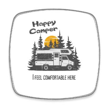 Camping-car, camping-car - Magnet carré - blanc - Devant