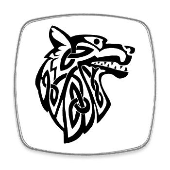 loup noir viking - Magnet carré - blanc - Devant