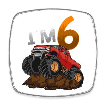 6ème anniversaire Monster Truck - Magnet carré - blanc - Devant
