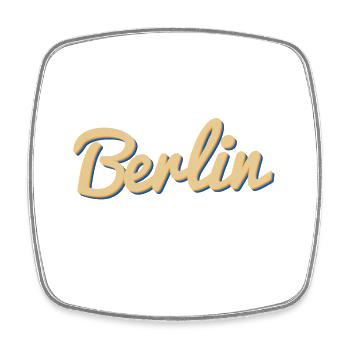 Berlin Script Vintage Wortmarke - Viereckiger Kühlschrankmagnet - Weiß - Vorne