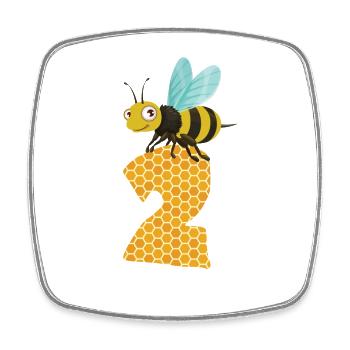 Honey Bee Number Two 2nd Birthday - Square fridge magnet - white - Front