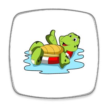 Schildkröte Schwimmen Schwimmring Sommer - Viereckiger Kühlschrankmagnet - Weiß - Vorne