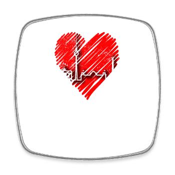 Berlin Skyline Heartbeat Herz Liebe Love Berliner - Magnet carré - blanc - Devant
