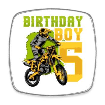 5e anniversaire Dirt Bike Motocross - Magnet carré - blanc - Devant