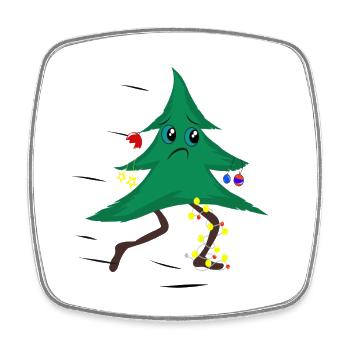 Arbre de Noël en cours d'exécution - Magnet carré - blanc - Devant