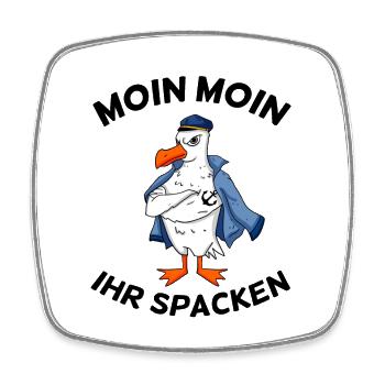 Moin Moin Ihr Spacken Seemöwe Anker Tattoo - Viereckiger Kühlschrankmagnet - Weiß - Vorne