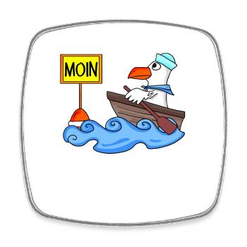 Moin Seemann Möwe Seemöwe Boot - Viereckiger Kühlschrankmagnet - Weiß - Vorne