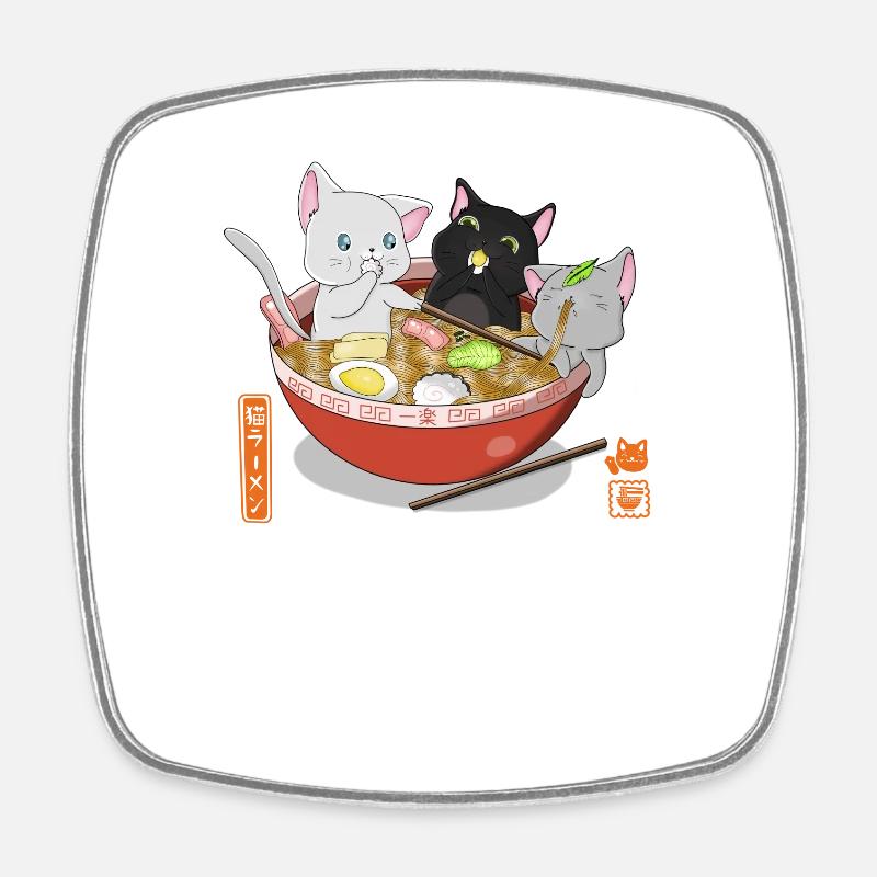 Ramen Chats - Magnet carré - blanc