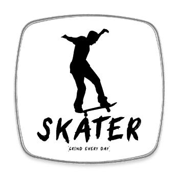 Grind Every Day Skater - Viereckiger Kühlschrankmagnet - Weiß - Vorne