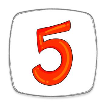 Number 5 red number five - Square fridge magnet - white - Front