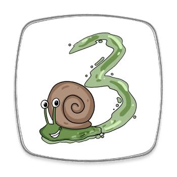 Escargot 3e anniversaire - cadeau 3 ans - Magnet carré - blanc - Devant